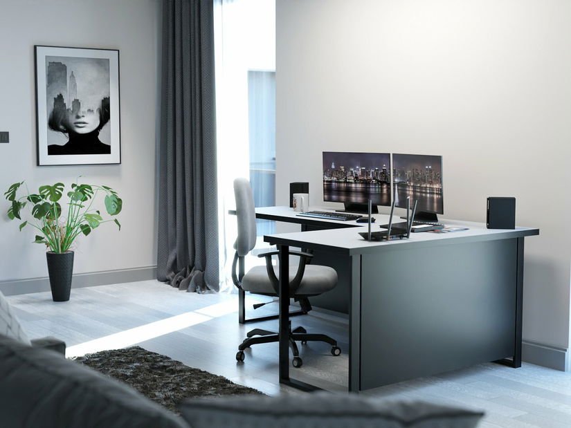 Sarok PC asztal Vintid (fehér + fekete) *bazár