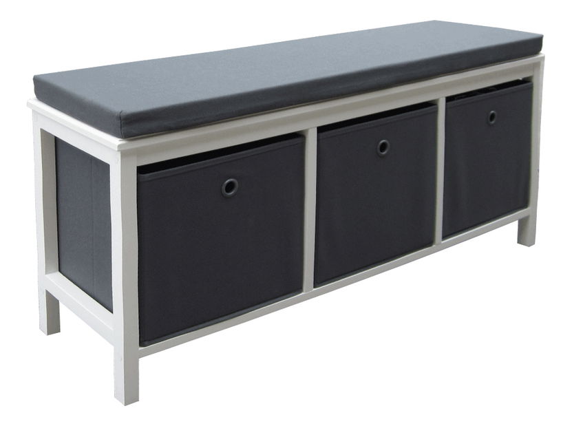 Bancă (cu spațiu depozitare) Dacapo TYP 3 (Alb + gri)