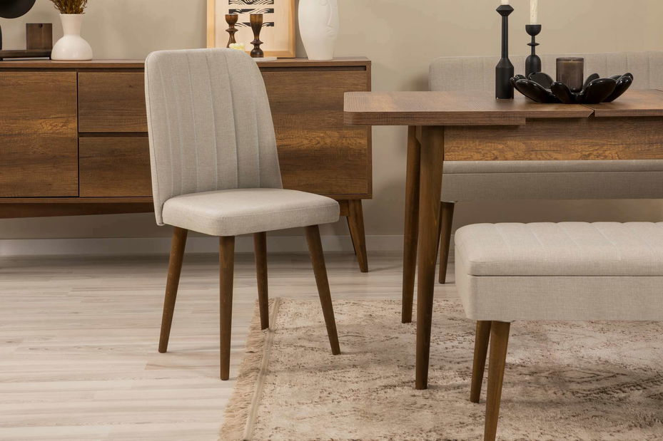 Jedálenská stolička Vineya (orech + tmavomodrá)