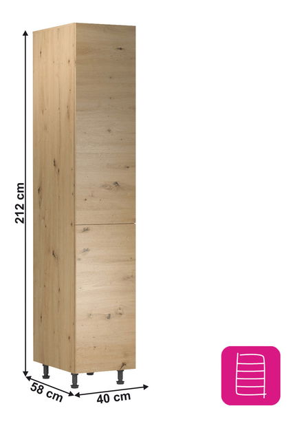 Dulap de bucătărie pentru alimente D40SP Langari (stejar artisan) (S)