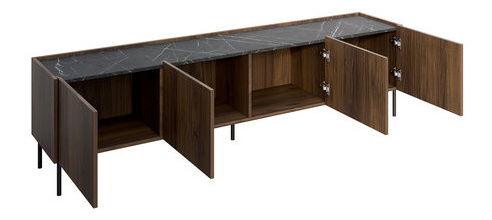 TV szekrény/asztal Anto S2 (warmia dió + fekete márvány)