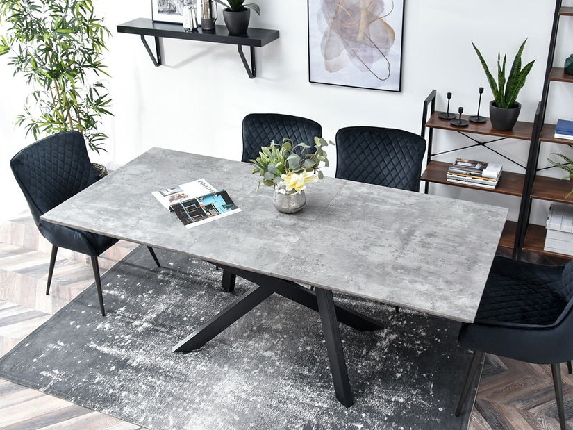 Masă de sufragerie Timmy (beton + negru)