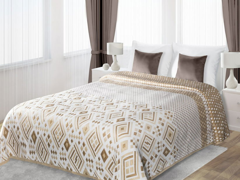 Prehoz na posteľ 240x220cm Wiki (krémová + béžová)