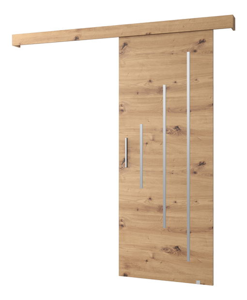 Klizna vrata 90 cm Sharlene Y (hrast artisan + hrast artisan + srebrna)
