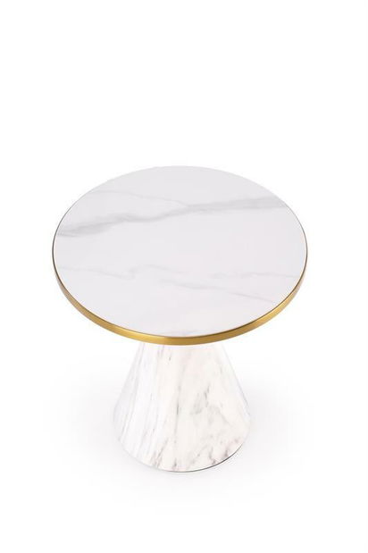 Konferenčný stolík Toby (biely mramor + zlatá)