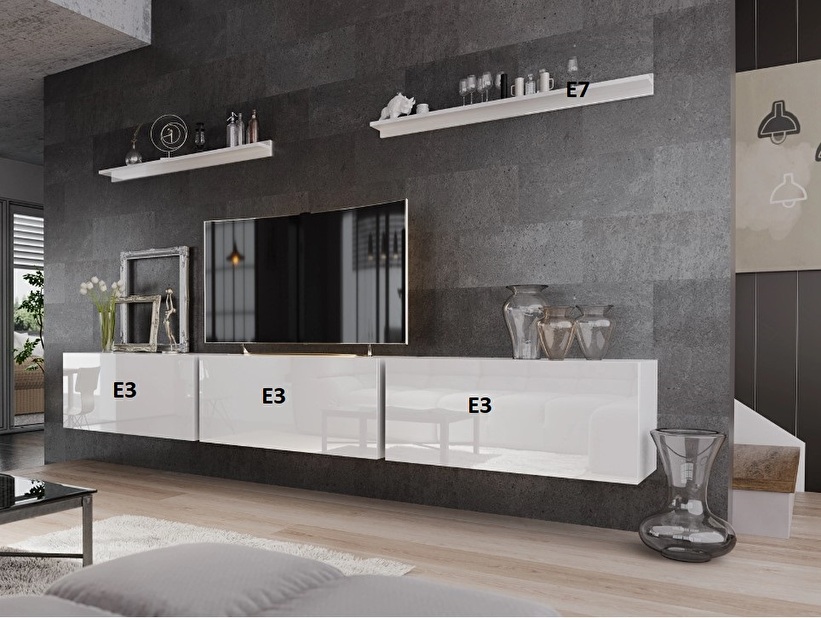 Mobilier living Balldy (negru + negru lucios)