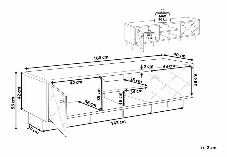 Masă TV/comodă Patuto (gri)