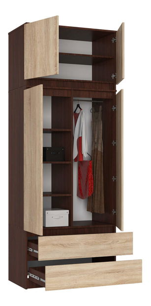 Ruhásszekrény Sagan (wenge + szonoma tölgy)