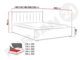 Manželská posteľ 180 cm Soldan (krémová) (s roštom a úl. priestorom)