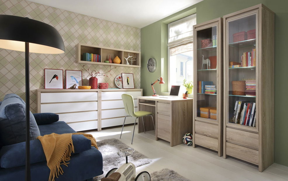 Ruhásszekrény Kasey SZF5D2S (sonoma tölgy + fényes fehér)