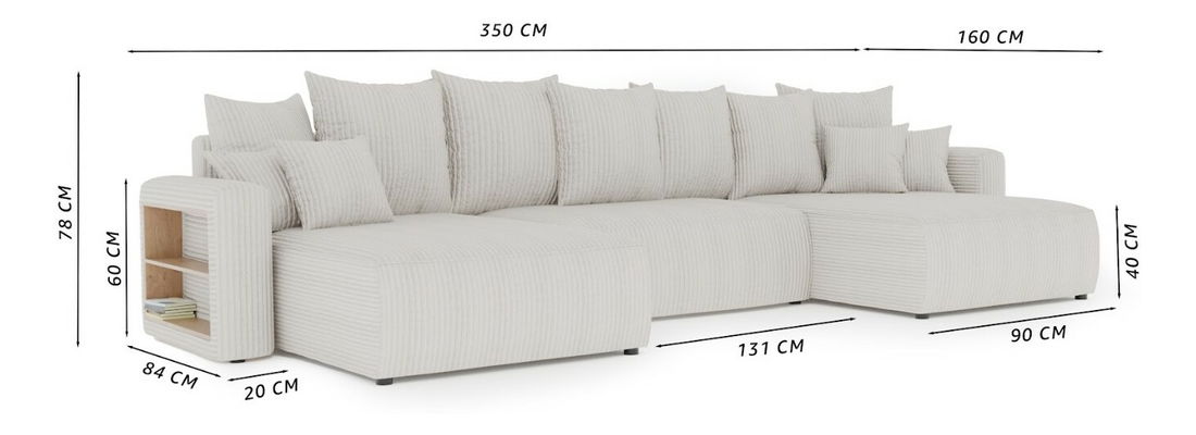 Colțar Napolia U (bej deschis)