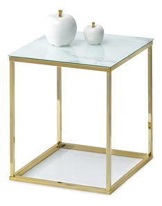 Măsuță de cafea Bella S (marmură albă + auriu)