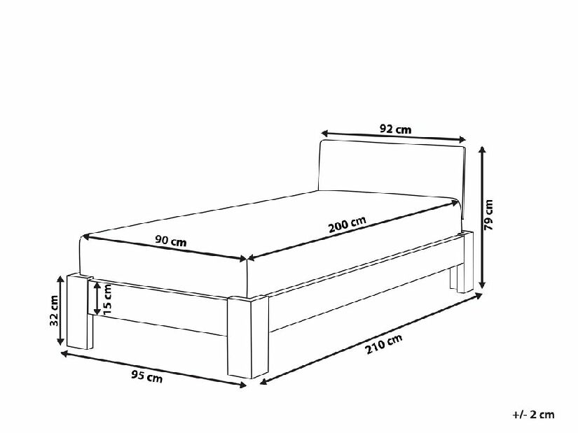 Jednolôžková posteľ 90 cm ROYAL (s roštom) (svetlé drevo)