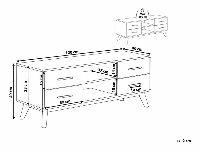 Masă TV/Dulap FLARO (fag + alb)