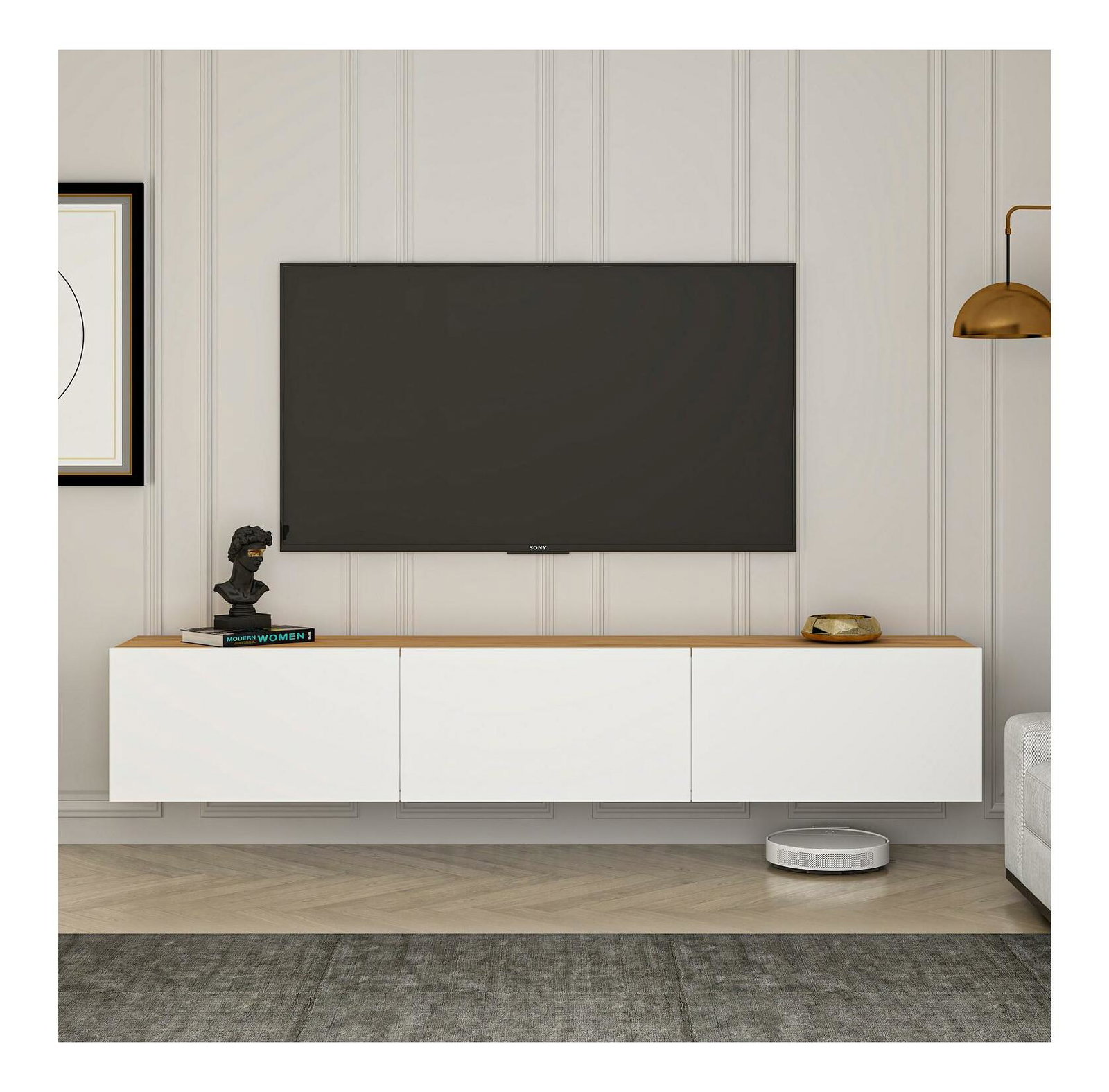 TV stolić/ormarić Westham (bijela + atlantski bor)