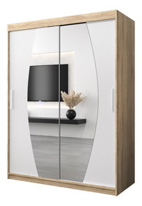 Ruhásszekrény 150 cm Eclipse (szonoma tölgy + matt fehér)