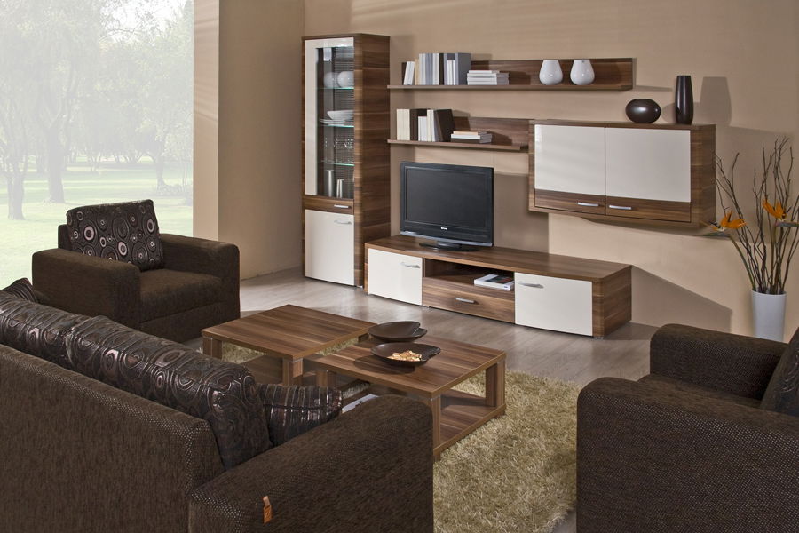 Obývacia stena Decodom Ronco K 62 slivka + lesk vanilka