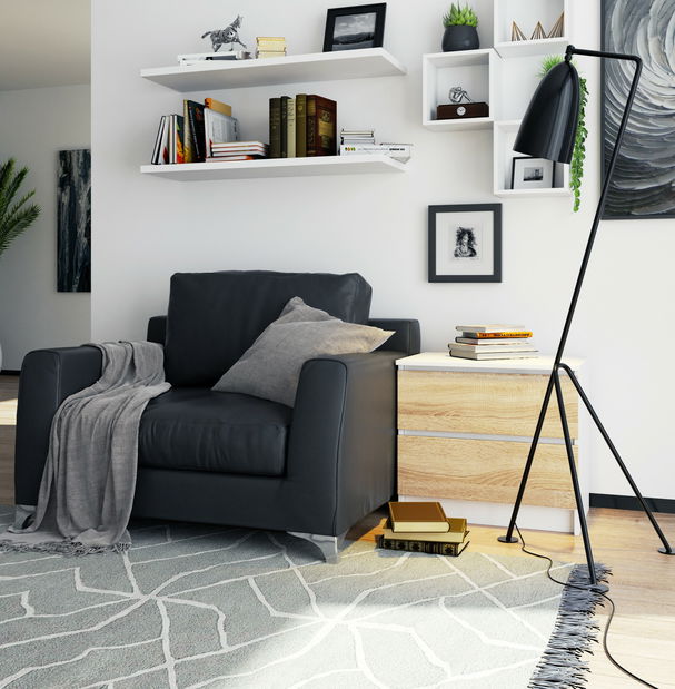 Nočný stolík Kalista (biela + dub sonoma)