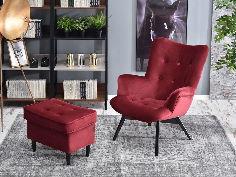 Dizajnové kreslo Florentino (bordová + dub)