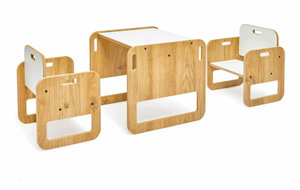 Set detský stolík a stolička Spaxie 2 (biela + naturálna)