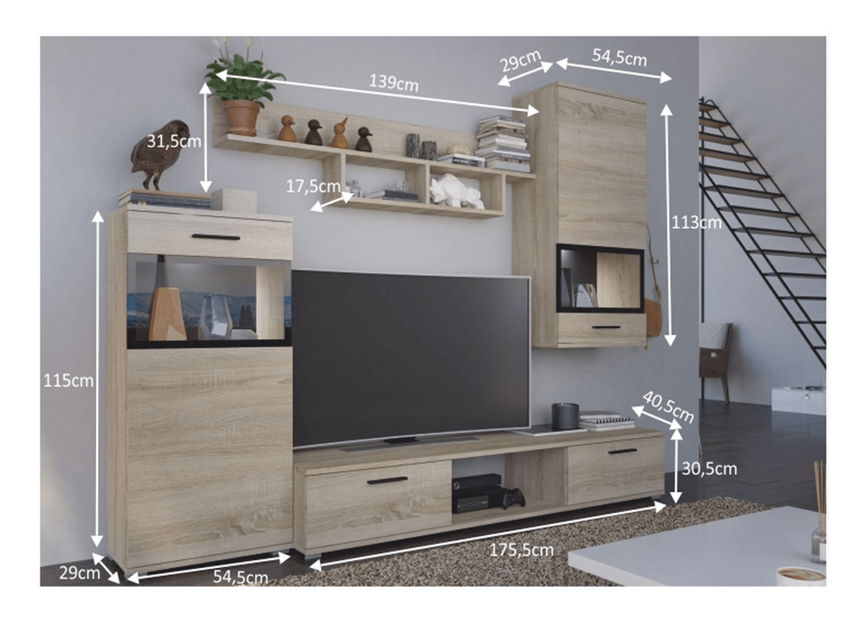 Set za dnevni boravak Breal (hrast sonoma)