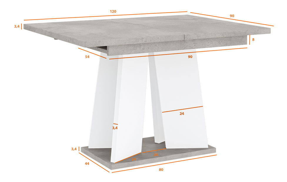 Masă de sufragerie Mulnu (gri deschis + Alb) (pentru 4 până la 6 persoane)
