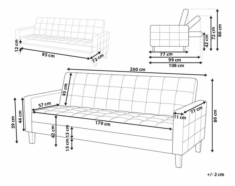 Pohovka trojsedačka Vinstra (tmavomodrá)