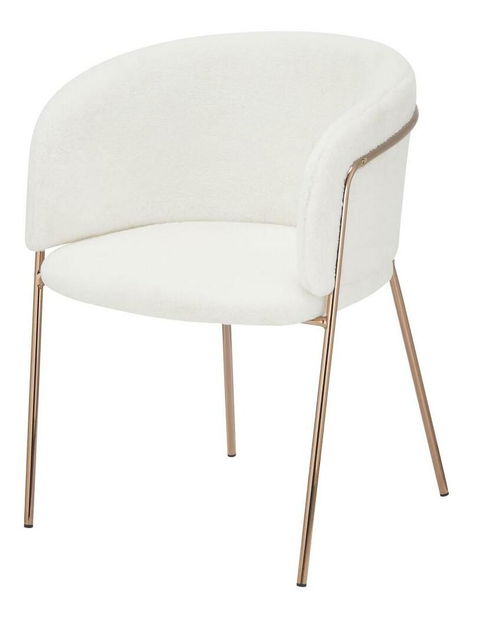 Fotoliu sufragerie de design Adomar (fildeș + roz auriu + crom) 