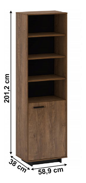 Raft Diram R2 (stejar bolzano + negru) (D)