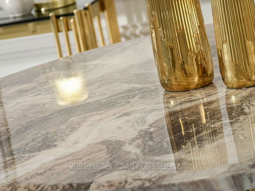 Masă sufragerie Sudoracion (marmură + auriu)