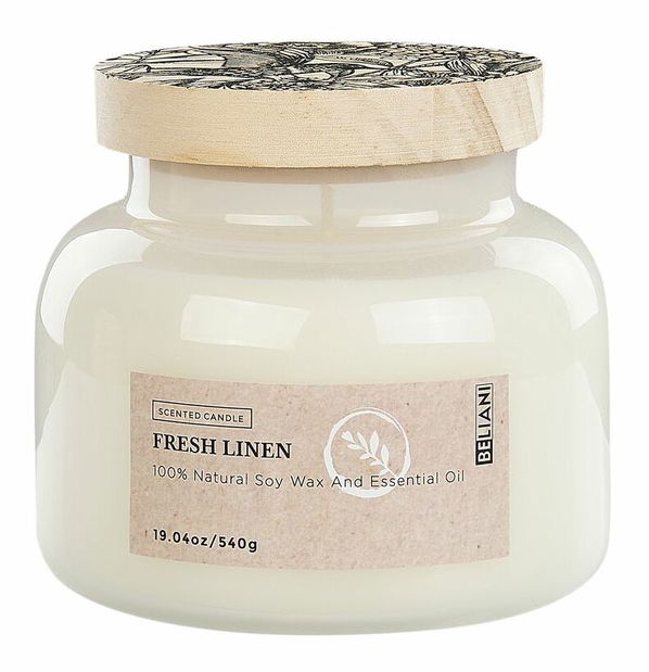 Lumânare din soia cu parfum proaspăt de in Beretta (alb)