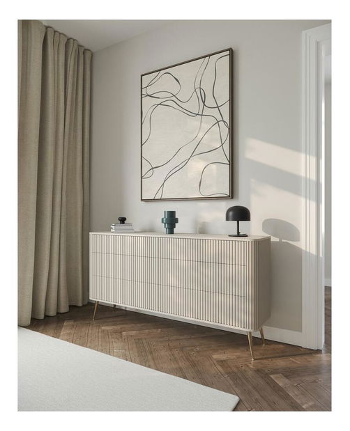 Comodă Oglio O2 (gri bej + auriu)