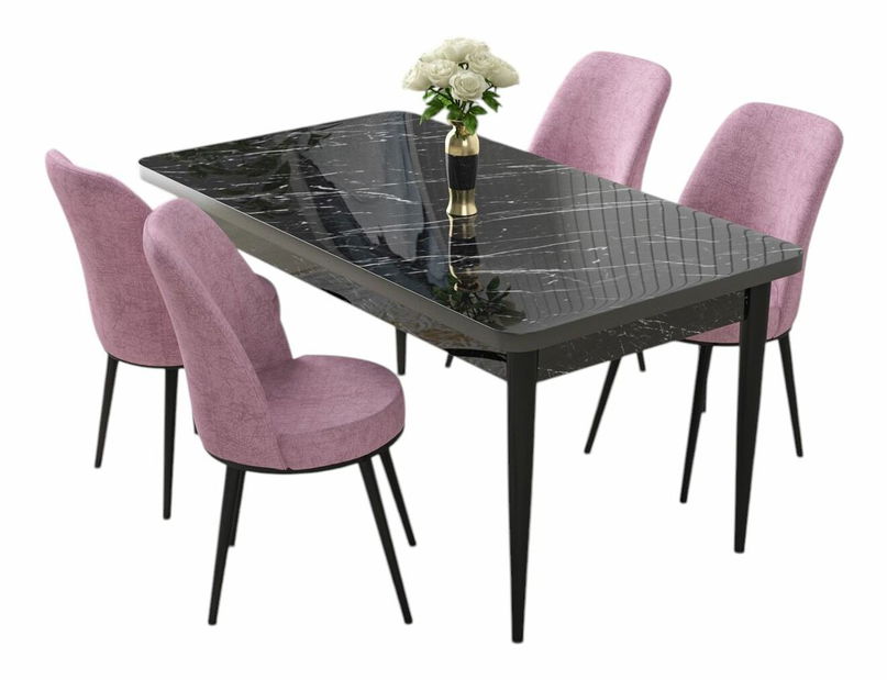 Jedálenský set Nilla 1 (orech barokový + ružová) (pre 4 osoby)