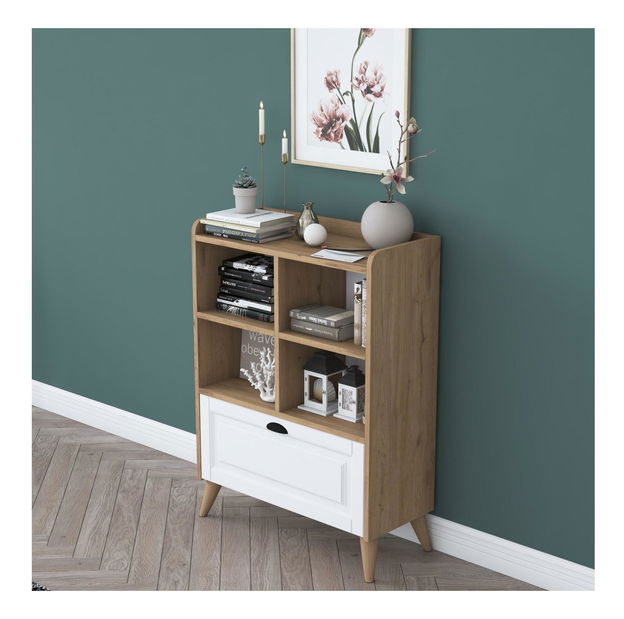 Konzolový stolík Tedene 2 (orech + biela) 