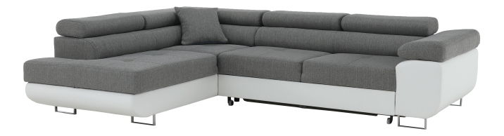 Rohová sedačka Amalinara (biela + sivá) (L)