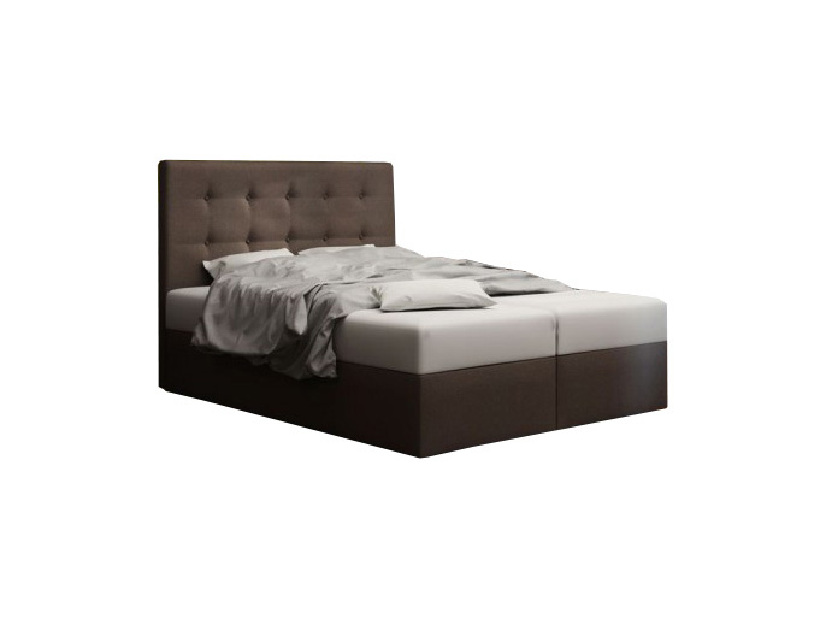 Pat matrimonial Boxspring 180 cm Duel 1 (maro închis) ( cu saltea și sp. depozitare)