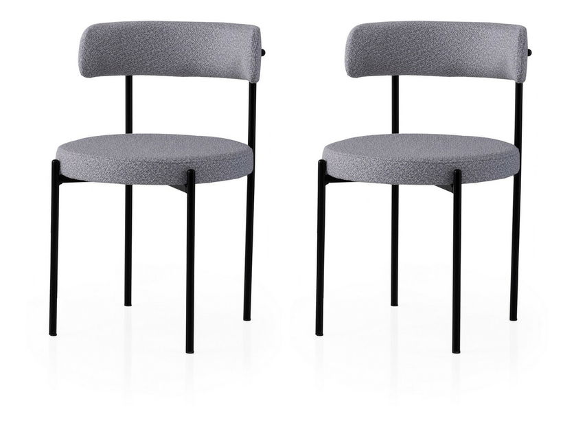 Set 2 buc. scaune bucătărie Gindera (Negru + gri închis)