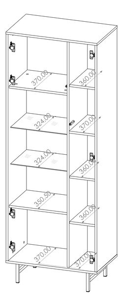 Vitrină Presto WIT70 (Negru mat + captains deck)