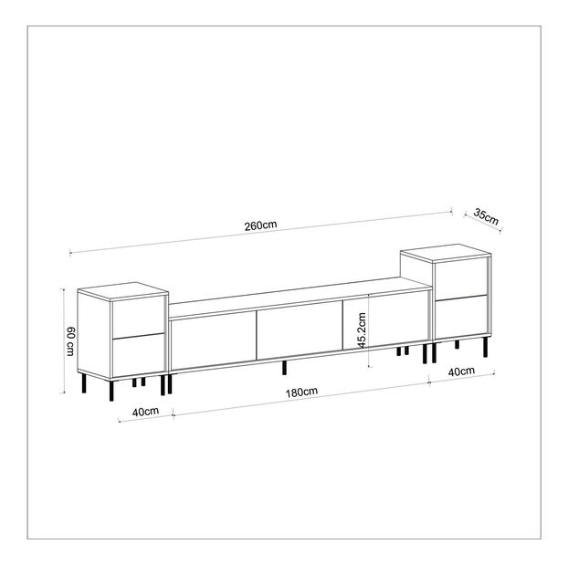 Masă TV/Dulap Iris (Alb + Negru + Auriu)