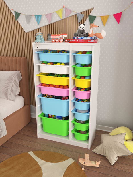 Organizator za igračke Dremonka 6 (bijela + više boja)