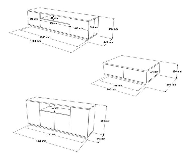 Mobilier living France 18 (Pin atlantic + antracit) 