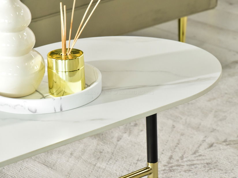 Stolić za kavu Lamka (bijeli mramor + crna)