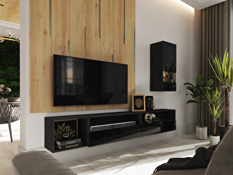 Mobilier living Berny 42 (negru + negru lucios)