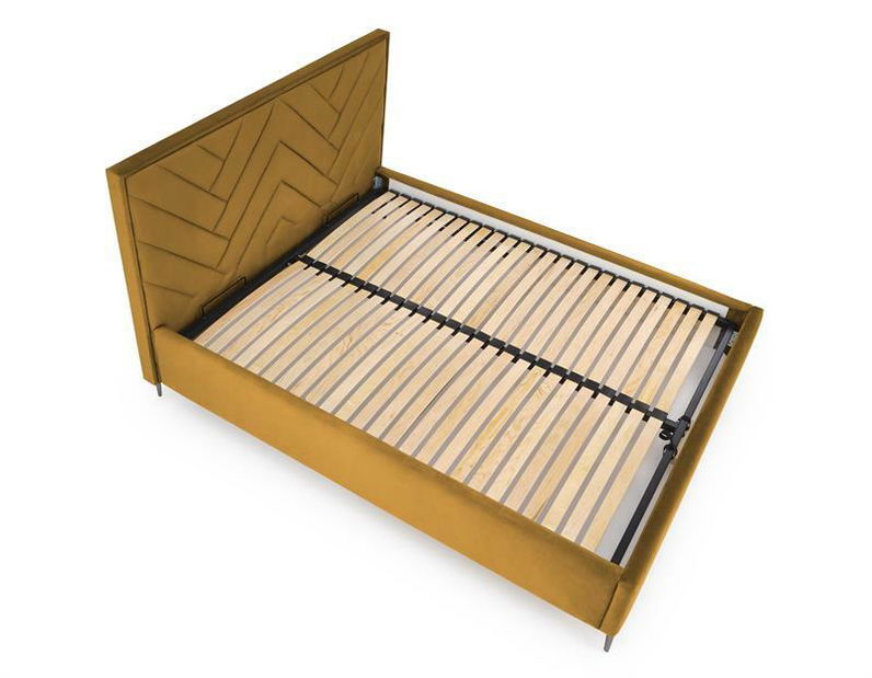 Manželská posteľ 160 cm Mondelo 160 (bez čela postele) (s úložným priestorom) (s roštom) (horčicová)