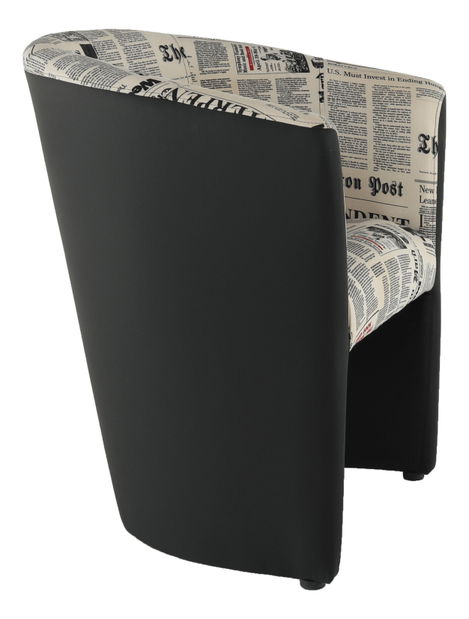 Fotelja Cubali (uzorak novine + crna) 