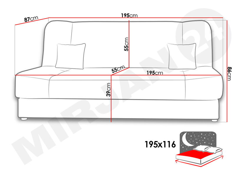 Sofa Magnus (siva + crna)