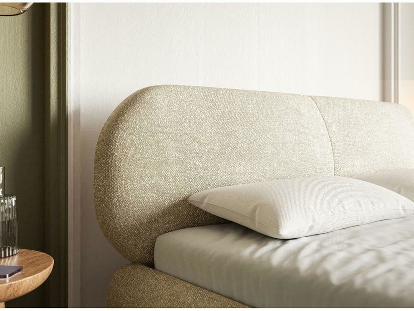 Pat matrimonial 140 cm Octave 140B (cu somieră) (bej + negru)