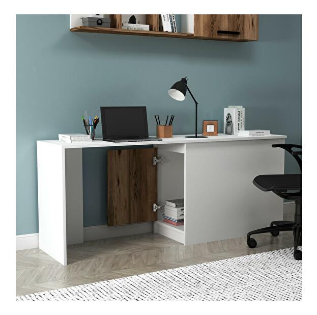 PC asztal Levipo 3 (világos dió + fehér) 