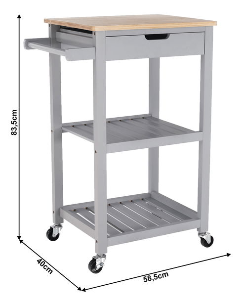 Cărucior servire Alba (gri + natural)