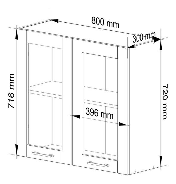 Felső konyhai vitrin Organo 720 (fehér + beton)